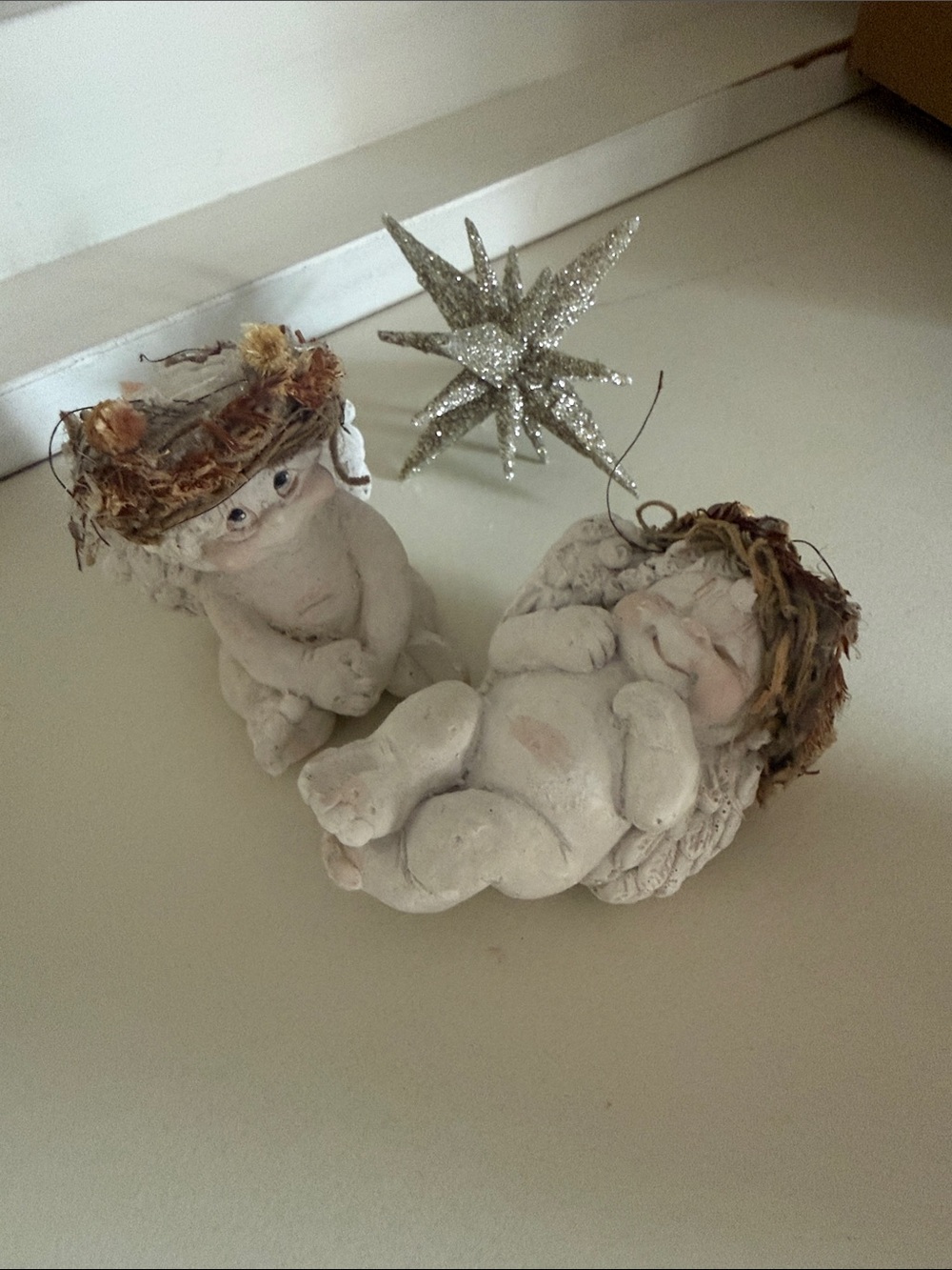 Dreamsicles Angel cherub figurines with wreath crowns